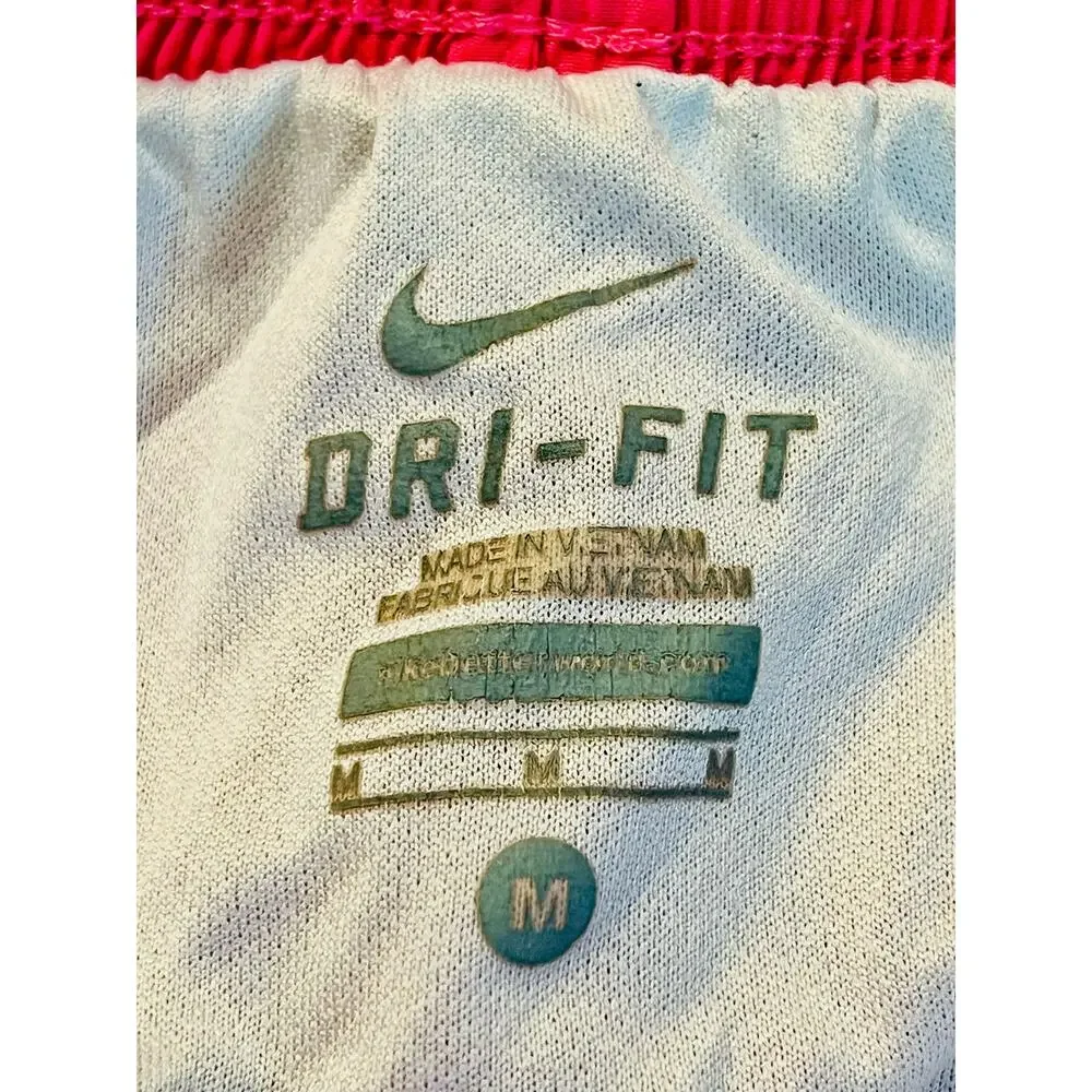 Nike Dri-FIT Girls Medium Pink Blue Running Athletic Shorts Active Gym Swoosh